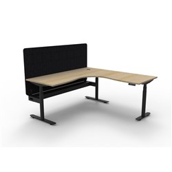 Rapidline HALO+ Corner Workstation Black Eco Screen + Tray 1500/1500W Oak/Black