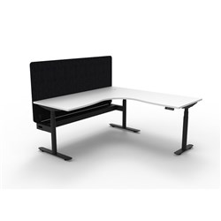 Rapidline HALO+ Corner Workstation Black Eco Screen + Tray 1500/1500W White/Black
