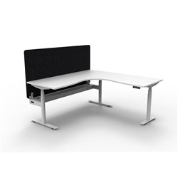 Rapidline HALO+ Corner Workstation Black Eco Screen + Tray 1800/1500W White/White
