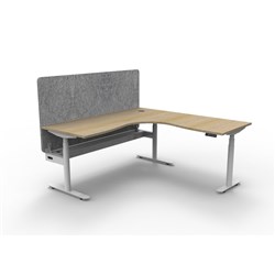 Rapidline HALO+ Corner Workstation Grey Eco Screen + Tray 1800/1800W Oak/White