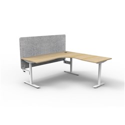 Rapidline Halo Static Corner Workstation Grey Eco Screen 1500/1500W x 750D x 730mmH O/W