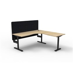 Rapidline Halo Static Corner Workstation Black Eco Screen 1800/1500W x 750D x 730mmH O/B