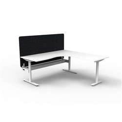 Rapidline Halo Static Corner Workstation Black Eco Screen + Tray 1800/1500W x 730mmH Wht/W