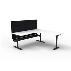 Rapidline Halo Static Corner Workstation Black Eco Screen + Tray 1800/1800W x 730mmH Wht/B