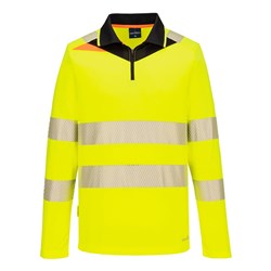 Portwest DX4 Hi-Vis Polo Shirt Long Sleeve 3XL Yellow And Black