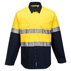 Portwest Hobart Hi-Vis Contrast Shirt Long Sleeve 11XL Yellow And Navy