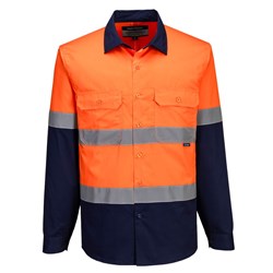 Portwest Industrial Hi-Vis Lightweight Contrast Shirt Long Sleeve 4XL Orange/Navy