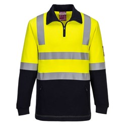 Portwest Modaflame Fire Resistant Day Night Brushed Fleece Jumper 3XL Yellow/Navy
