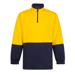 Portwest Hi-Vis Contrast 1/4 Zip Class D Brush Fleece Jumper 2XL Yellow And Navy