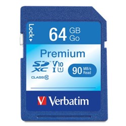 Verbatim Premium SDXC Memory Card Class 10 UHS-I 64GB Black