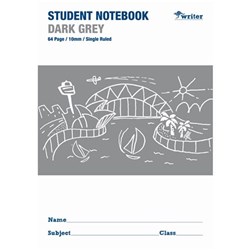 WRITER STUDENT NOTE BOOK DARK GREY  64PGE 10MM S/RULED