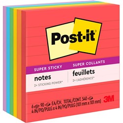 POST IT NOTE SUPER STICKY 675 6SSAN ASSORTED NEON 98X98MM