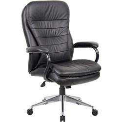 Titan Executive High Back Chair With Arms Black PU Back And Leather Seat