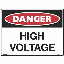 Brady Danger Sign High Voltage 600W x 450mmH Polypropylene White/Red/Black